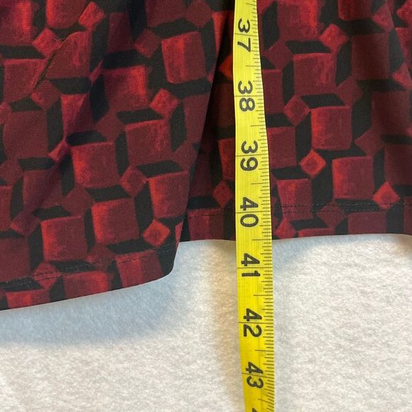 NWT LAUREN RALPH LAUREN Sheath Dress Sz 14 Red Geometric Ruched Midi 3/4 Sleeve - Picture 10 of 16